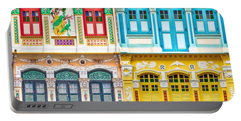 Singapore Portable Battery Charger featuring the photograph The Singapore Shophouse 9 by John Seaton Callahan