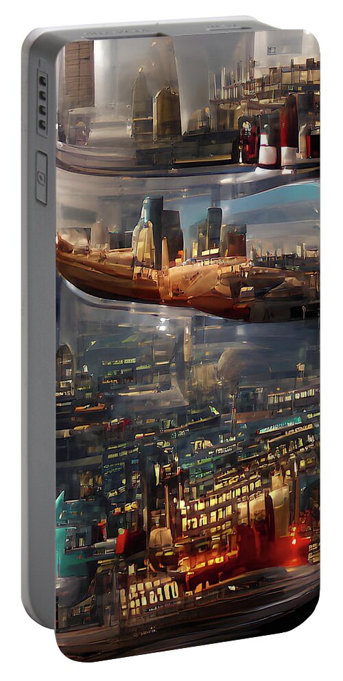 Richard Reeve Portable Battery Charger featuring the digital art The Smoke through a Bottle by Richard Reeve