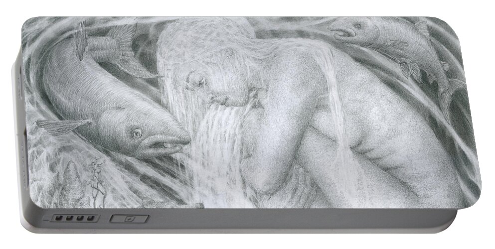 Source Portable Battery Charger featuring the drawing The Source by Mark Johnson