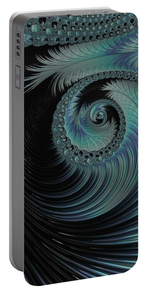 Fractal Portable Battery Charger featuring the digital art The Spiral #2 by Mary Ann Benoit