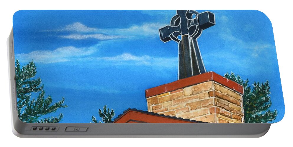 Christian Cross Portable Battery Charger featuring the painting The Spirit Moves Among Us by Barbara Jewell