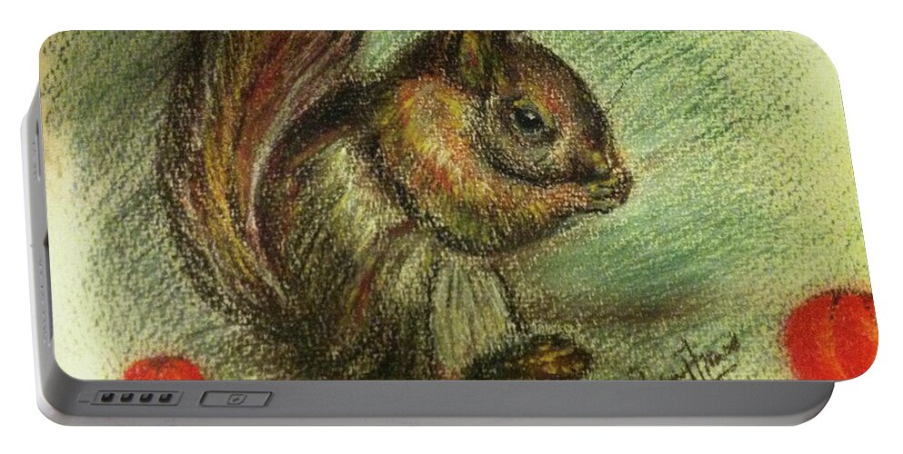 Squirrel Sketches Portable Battery Charger featuring the painting The Squirrel in Cleveland by Remy Francis