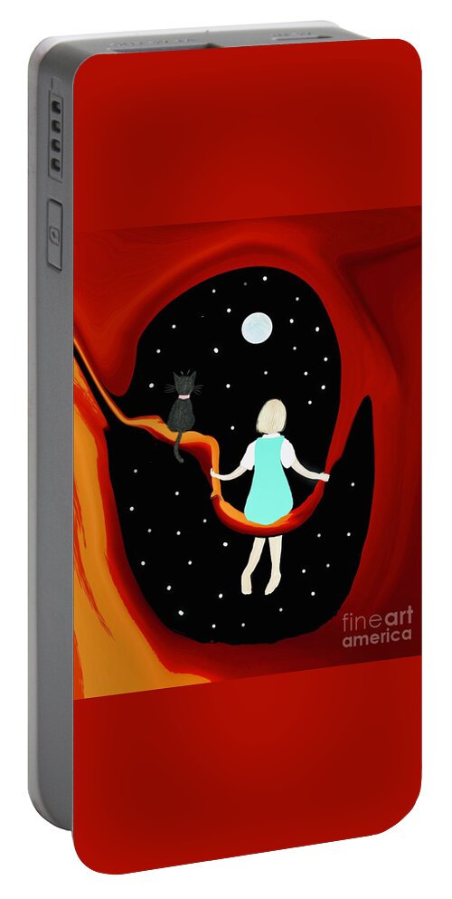 Illustration Artwork Portable Battery Charger featuring the digital art The star gazers by Elaine Hayward