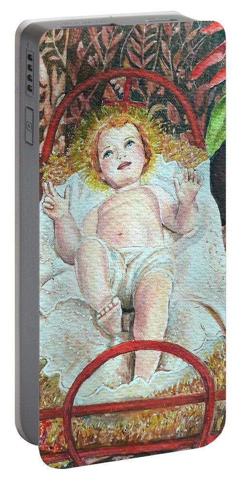 Jesus Child Portable Battery Charger featuring the painting The sun as a child by Carolina Prieto Moreno