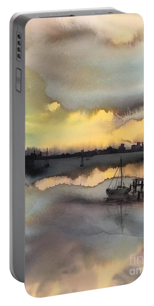 The Sunset Portable Battery Charger featuring the painting The sunset by Han in Huang wong