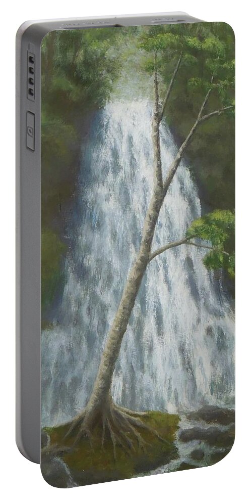 North Carolina Portable Battery Charger featuring the painting The Survivalist by Phyllis Andrews