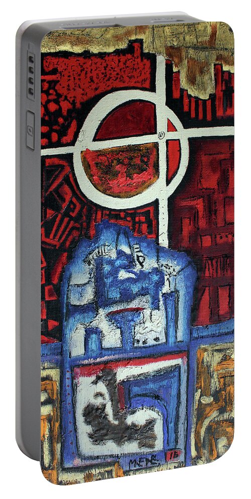 African Art Portable Battery Charger featuring the painting The Target Is I by Michael Nene