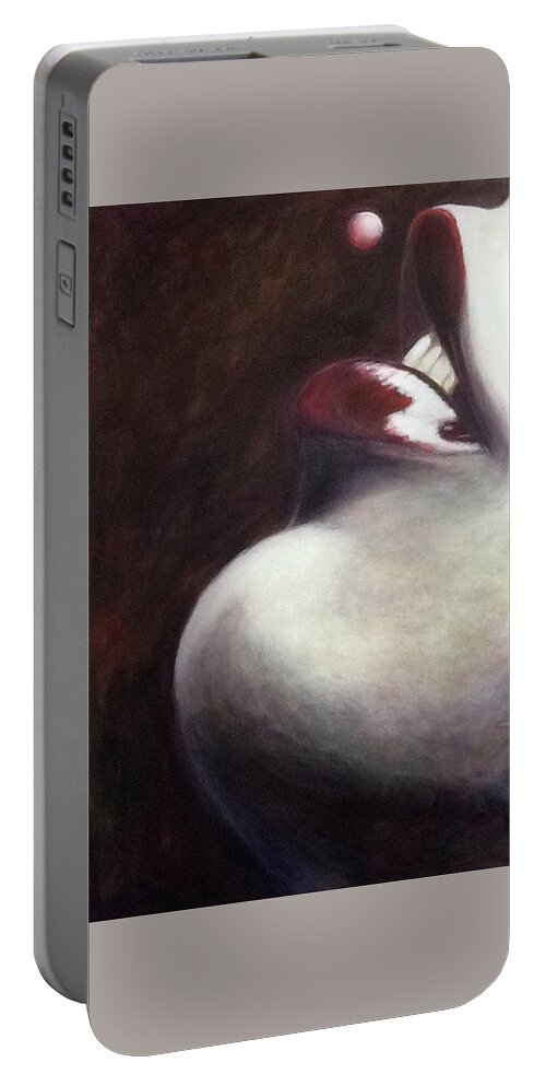 Wine Portable Battery Charger featuring the painting The Taste by Bonnie Peacher