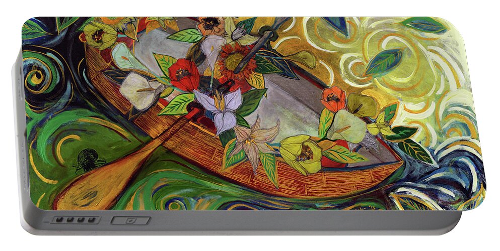 Boat Portable Battery Charger featuring the painting The Tides Will Take Me Home by Jennifer Lommers
