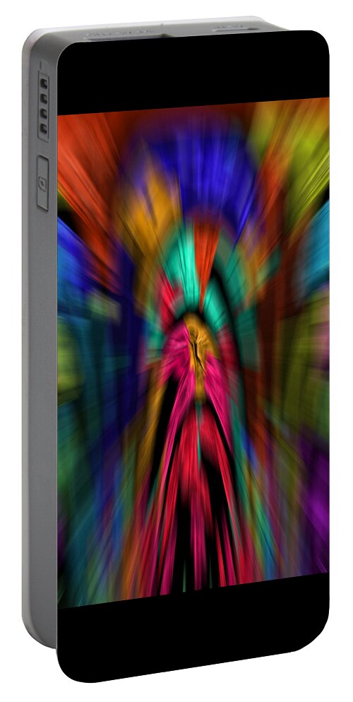 Abstract Portable Battery Charger featuring the digital art The Time Tunnel in Living Color - Abstract by Ronald Mills
