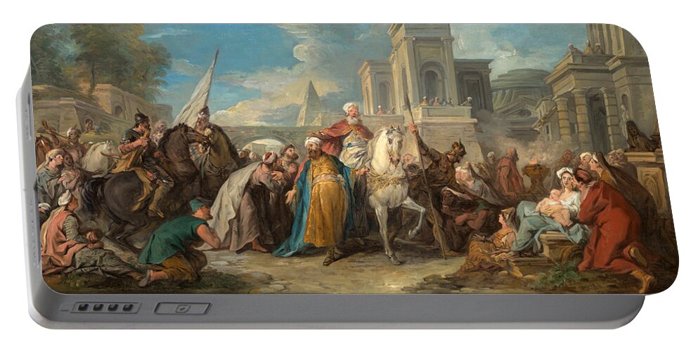 Jean-francois Detroy Portable Battery Charger featuring the painting The Triumph of Mordecai by Jean-Francois Detroy