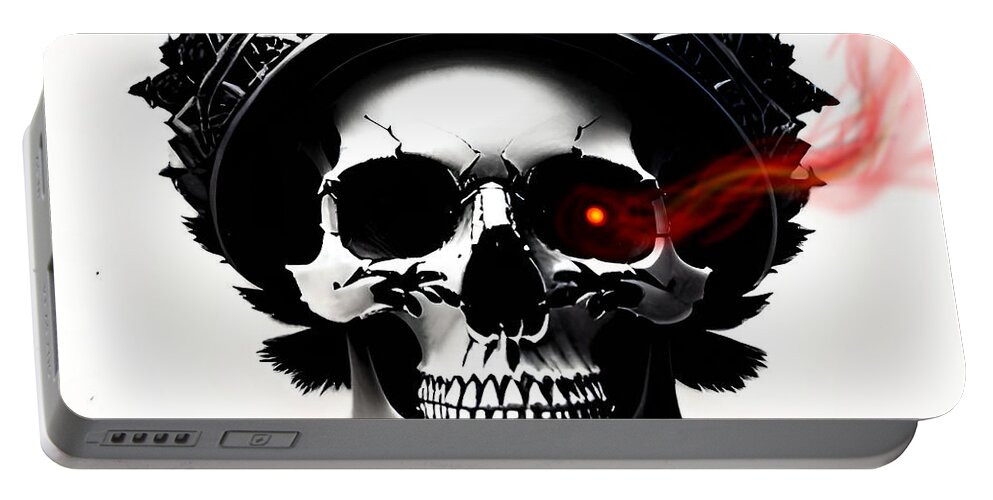 Skull Portable Battery Charger featuring the mixed media The undead king of rebellion 3 by Mark Bradley