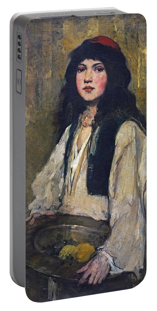 Frank Duveneck Portable Battery Charger featuring the painting The Venetian Girl by Frank Duveneck