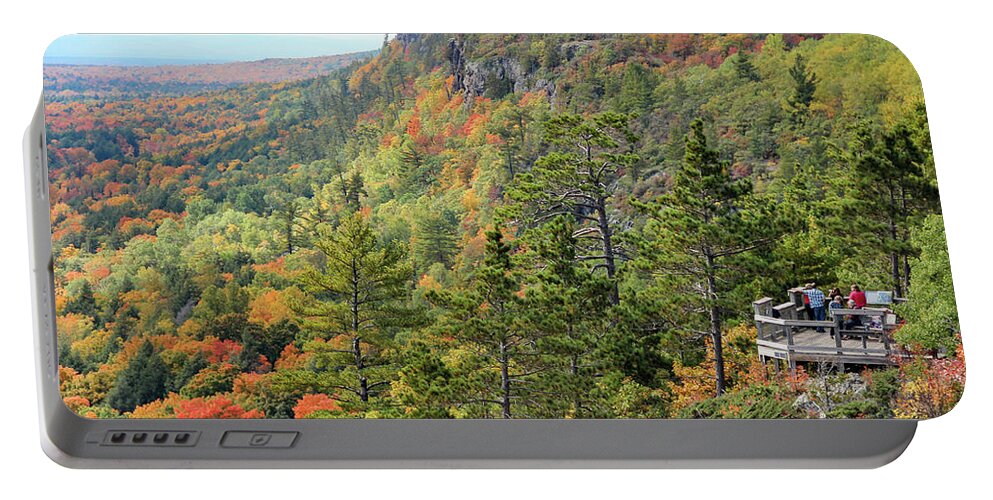 Porcupine Mountains Wilderness State Park Portable Battery Charger featuring the photograph The Viewing Platform by Robert Carter