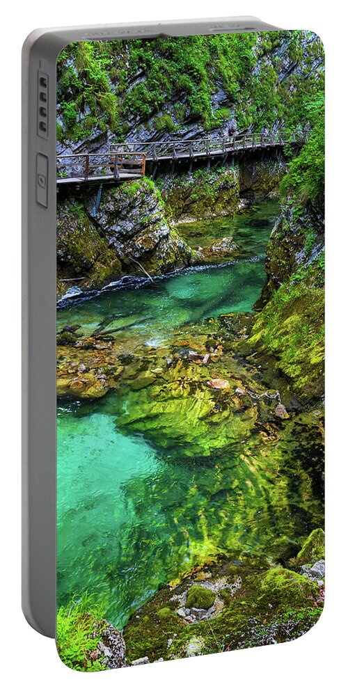 Vintgar Portable Battery Charger featuring the photograph The Vintgar Gorge Scenic Landscape In Slovenia by Artur Bogacki