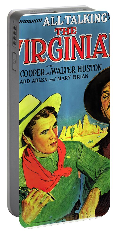 Virginian Portable Battery Charger featuring the mixed media ''The Virginian'', with Gary Cooper and Walter Huston, 1929 by Stars on Art