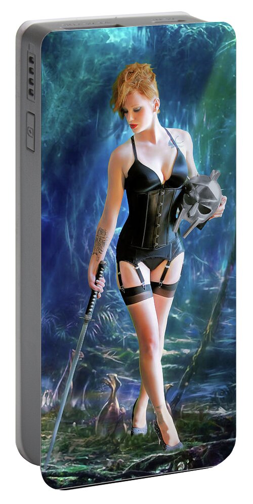 Garters Portable Battery Charger featuring the photograph The Warrior Wears Garters by Jon Volden