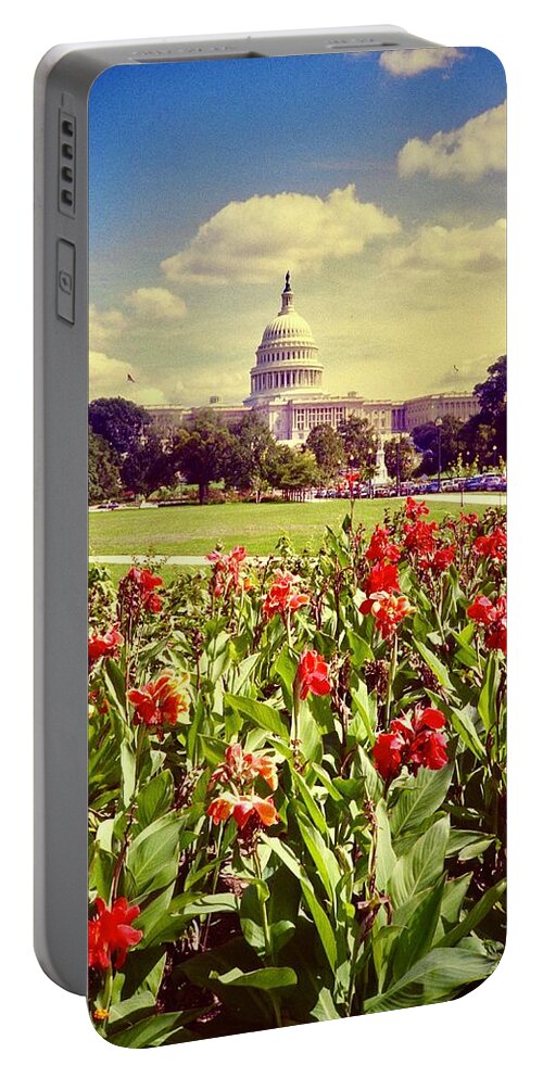  Portable Battery Charger featuring the photograph The Washington State Capitol 1984 by Gordon James