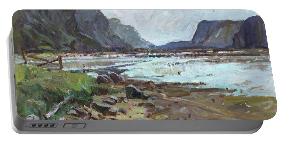 Plein Air Portable Battery Charger featuring the painting The water arrives by Juliya Zhukova