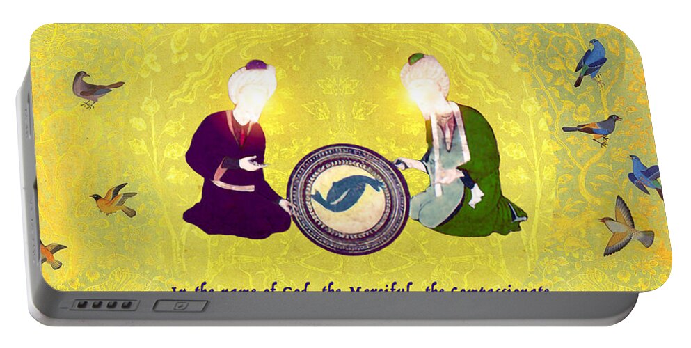 Sufi Portable Battery Charger featuring the digital art The Water of Life - Musa and Al-Khidr as by Sufi Meditation Center