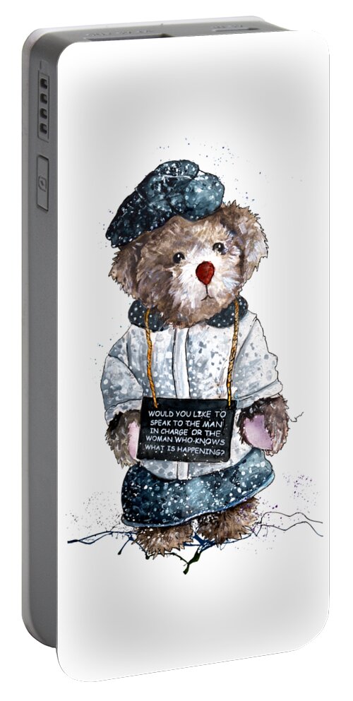 Bear Portable Battery Charger featuring the painting The Woman Who Knows What Is Happening by Miki De Goodaboom