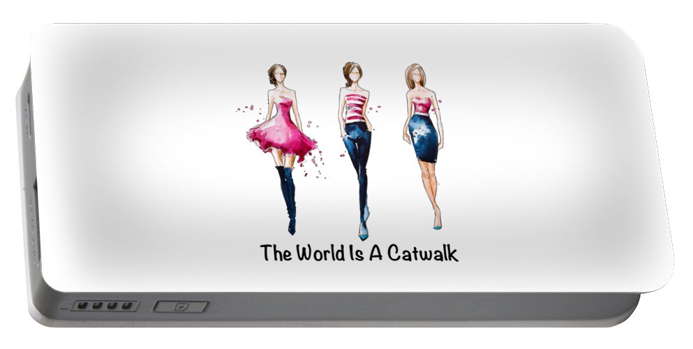 Catwalk Portable Battery Charger featuring the painting The World Is A Catwalk by Miki De Goodaboom