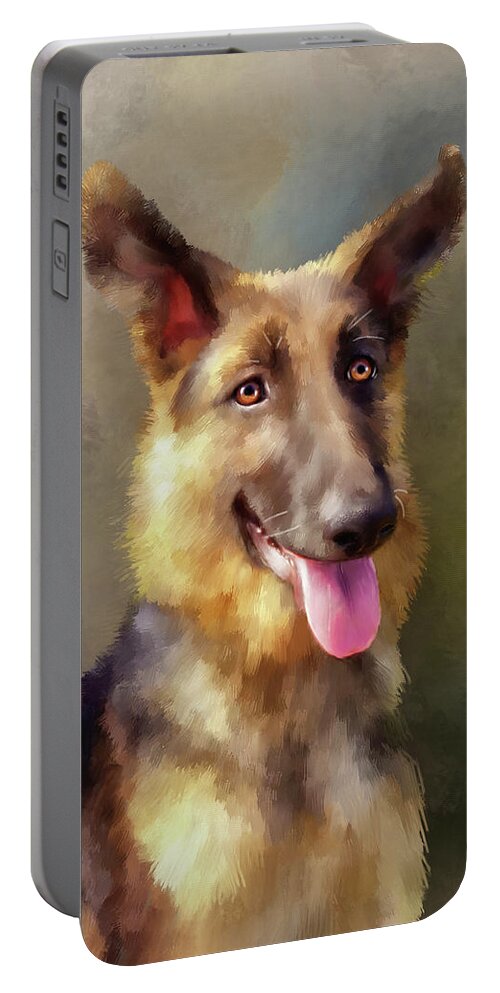 Dog Portable Battery Charger featuring the digital art The Youngster by Lois Bryan