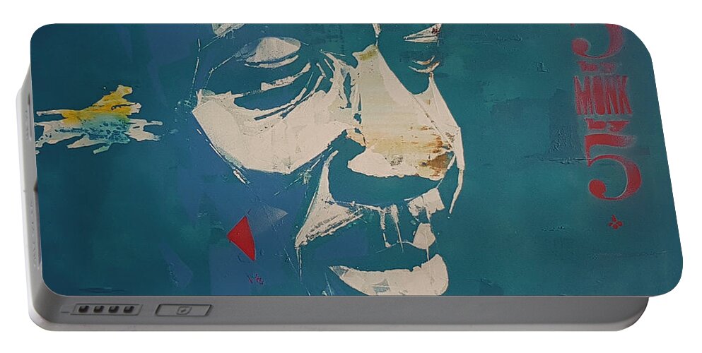 Jazz Art Portable Battery Charger featuring the painting Thelonious Monk by Paul Lovering