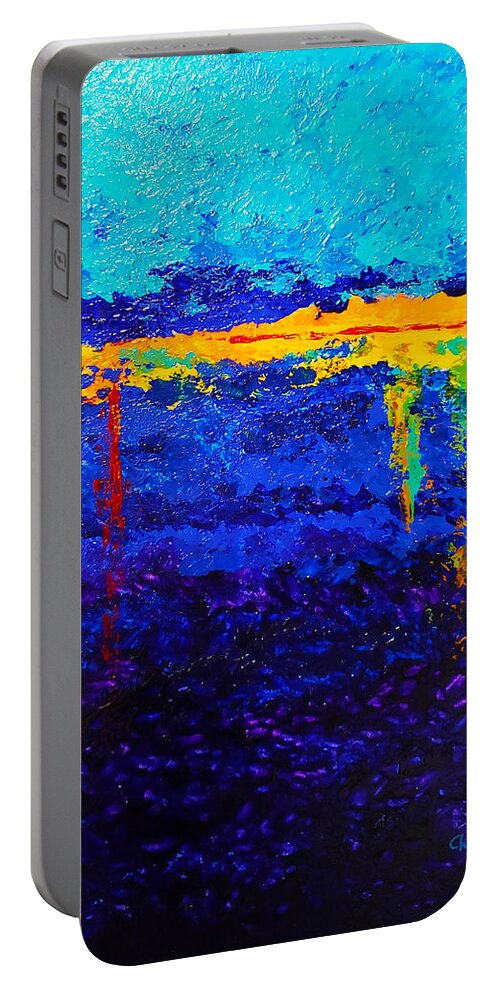 Abstract Portable Battery Charger featuring the painting Thermocline by Christine Bolden