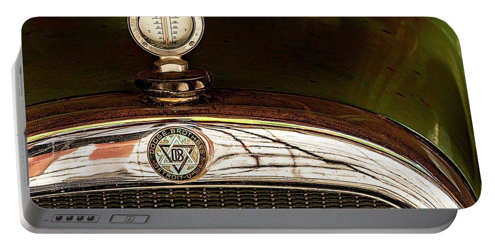  Portable Battery Charger featuring the photograph Thermometer Hood Ornament by Al Judge