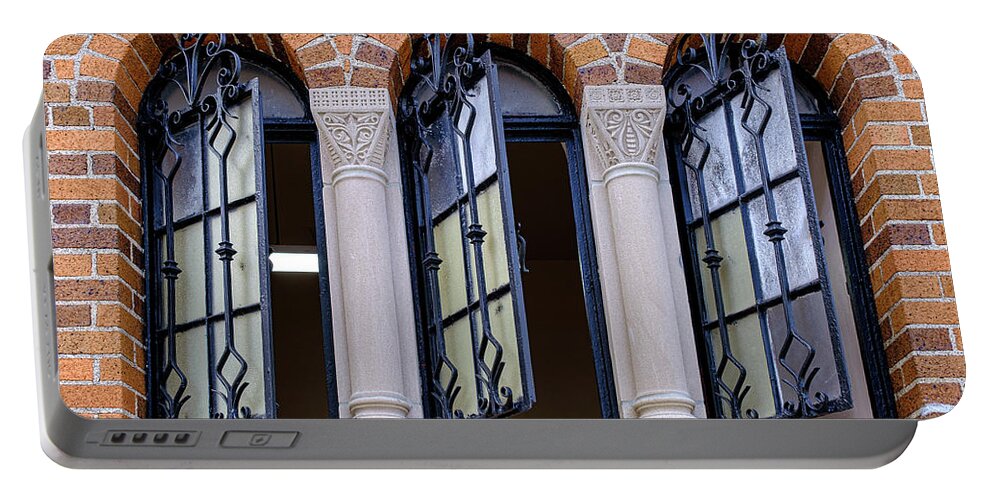 Fine Art Portable Battery Charger featuring the photograph These Three Windows by Tony Locke