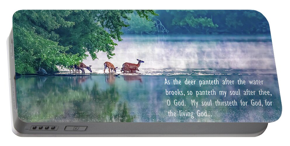 Deer Portable Battery Charger featuring the photograph Thirsty for More Than Water by Marcy Wielfaert