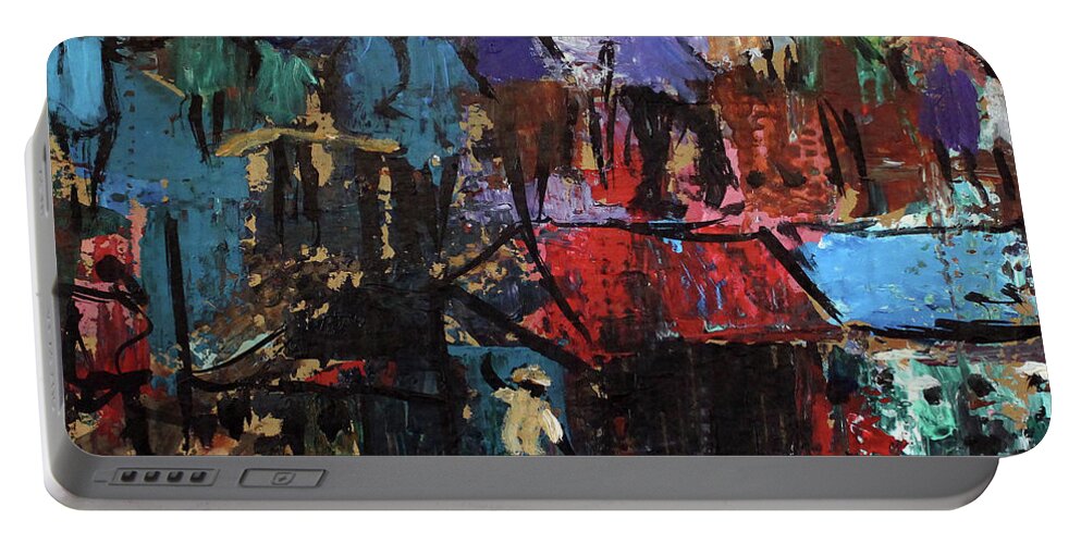  Portable Battery Charger featuring the painting This Is Us by Joe Maseko