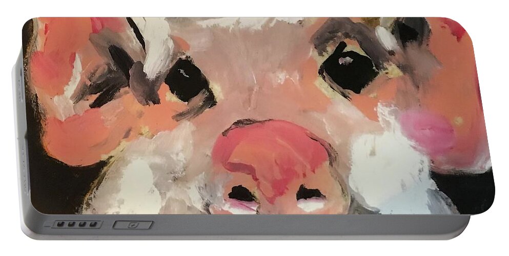 Pig Portable Battery Charger featuring the painting This Little Piggy by Elaine Elliott