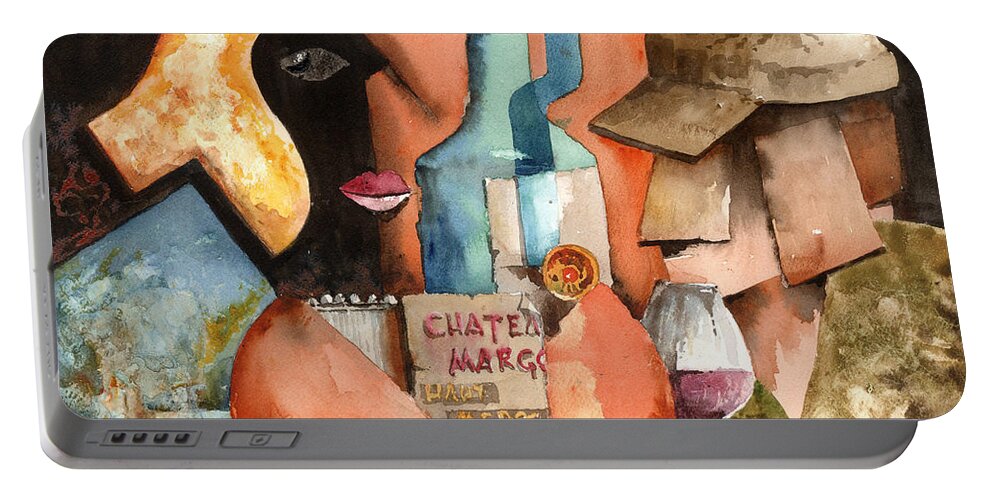 Chateu Portable Battery Charger featuring the painting This should do the trick. by Val Byrne