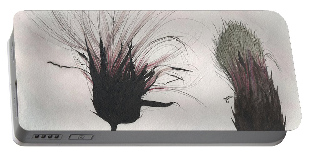 Thistle Portable Battery Charger featuring the painting Thistle by Bob Labno