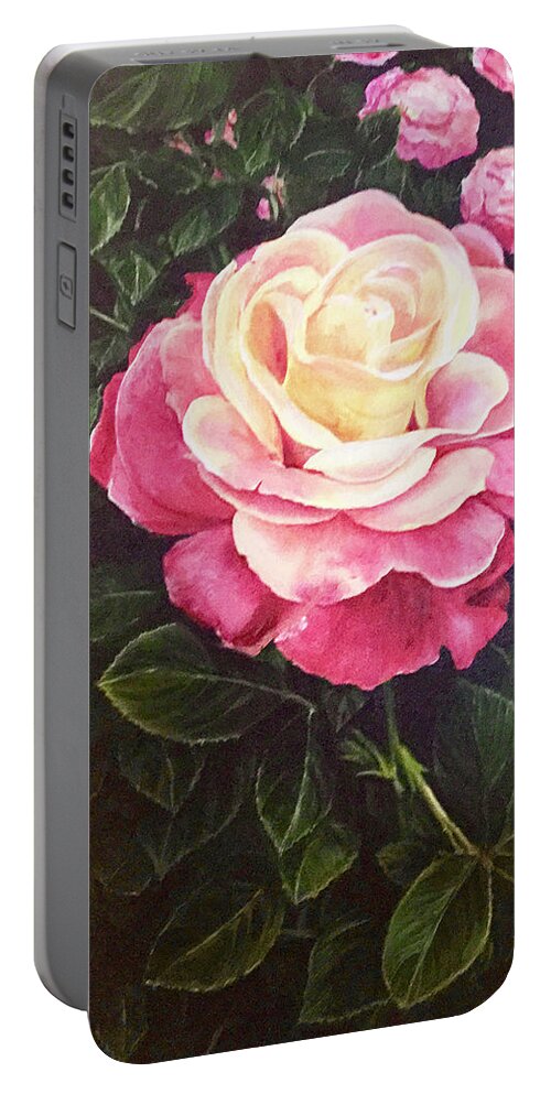Rose Portable Battery Charger featuring the painting Thorn Bush by Mary Palmer