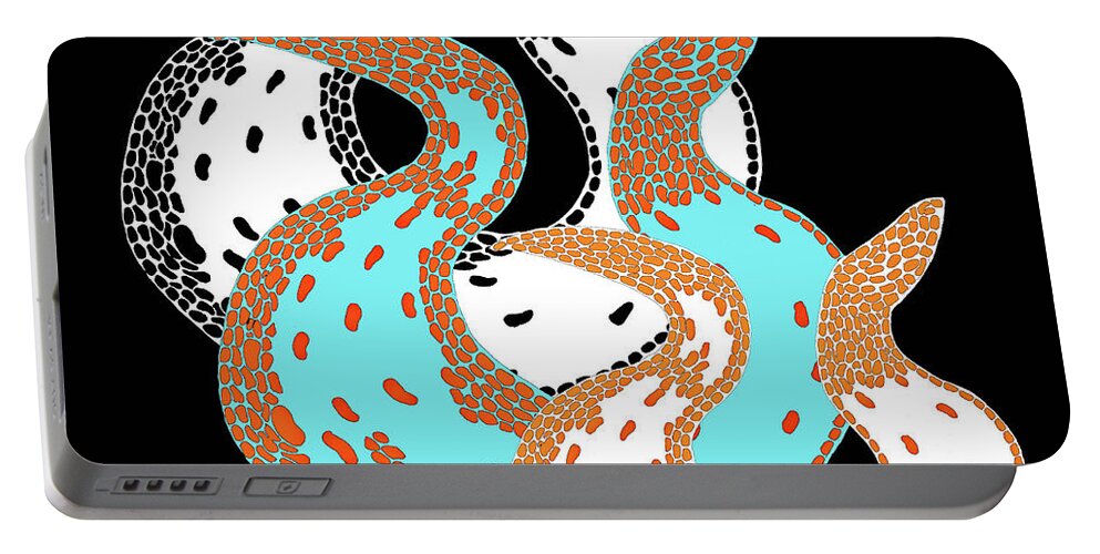 Curves Abstract Portable Battery Charger featuring the mixed media Three Curves Abstract by Lorena Cassady