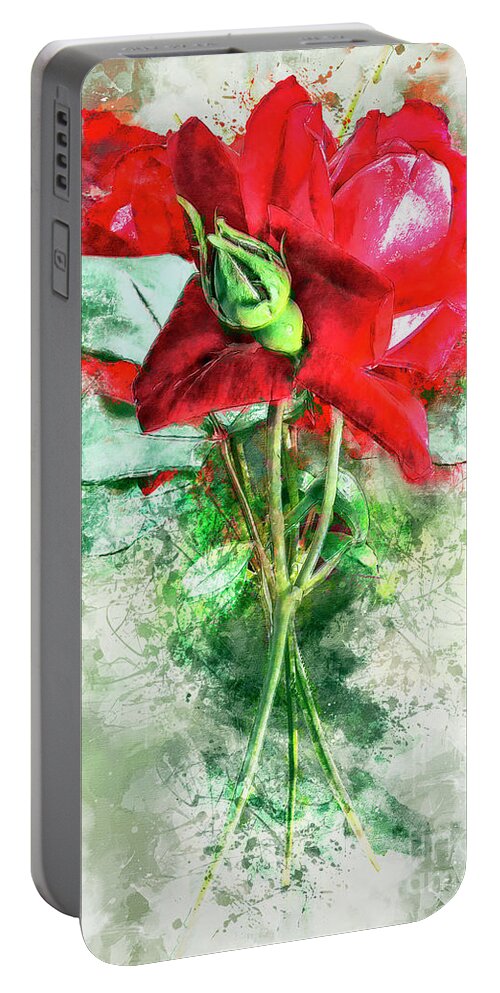 Digital Portable Battery Charger featuring the digital art Three Roses by Anthony Ellis