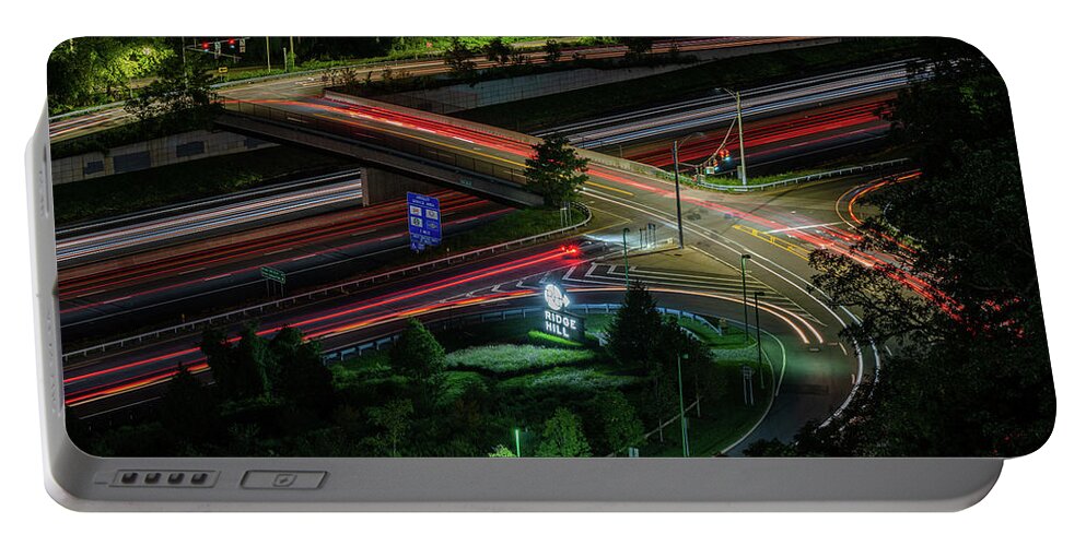 Ridge Hill Boulevard Portable Battery Charger featuring the photograph Thruway at Night by Kevin Suttlehan