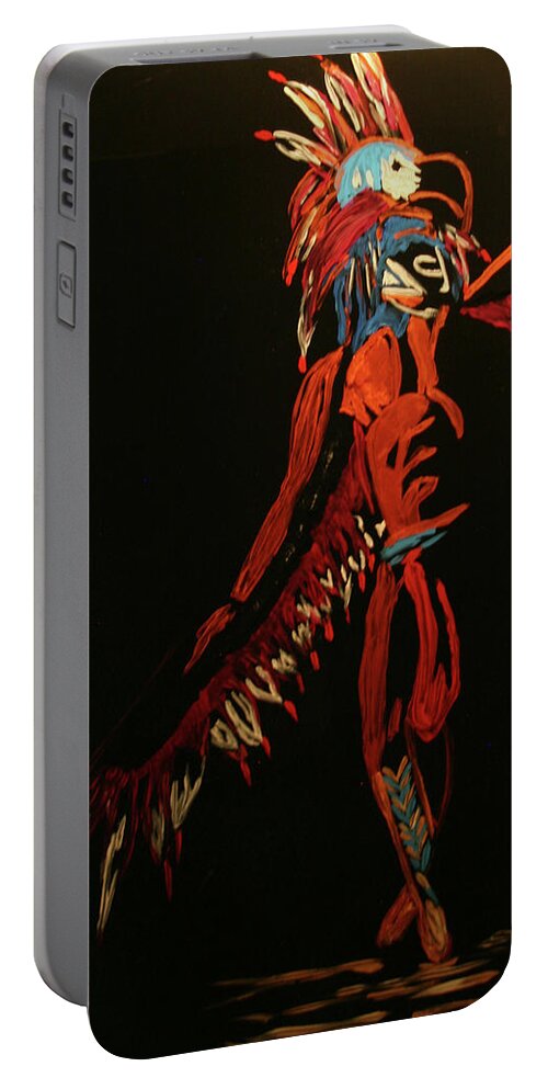 Native Dancer Portable Battery Charger featuring the painting THunderbird by Marilyn Quigley