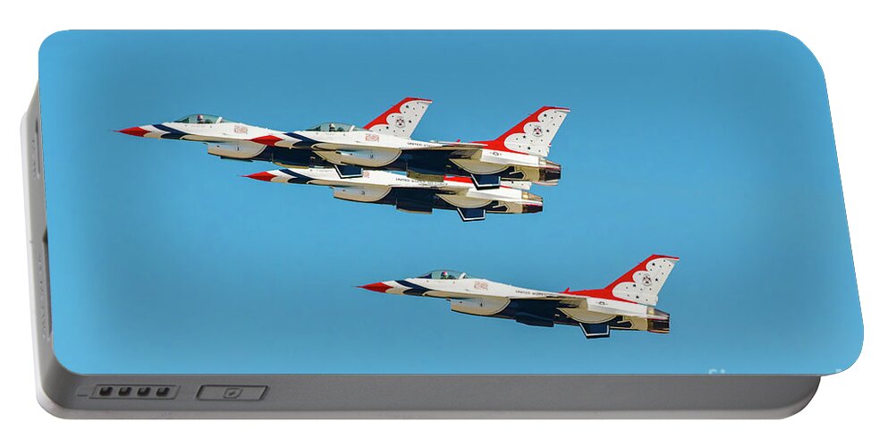 Usaf Portable Battery Charger featuring the photograph Thunderbirds Gear Up Now by Jeff at JSJ Photography