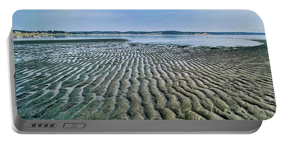 Beach Portable Battery Charger featuring the photograph Tide rivulets by Bradley Morris