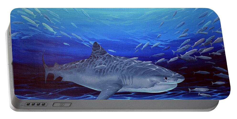 Sealife Portable Battery Charger featuring the painting Tiger by William Love