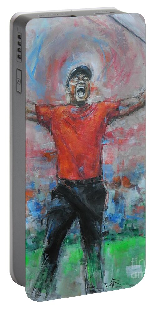 Tiger Portable Battery Charger featuring the painting Tiger's Roar by Dan Campbell