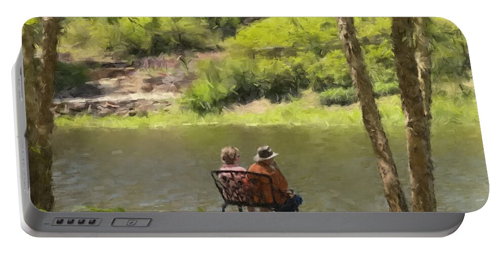 Couple Portable Battery Charger featuring the painting Time Together Matters by Gary Arnold