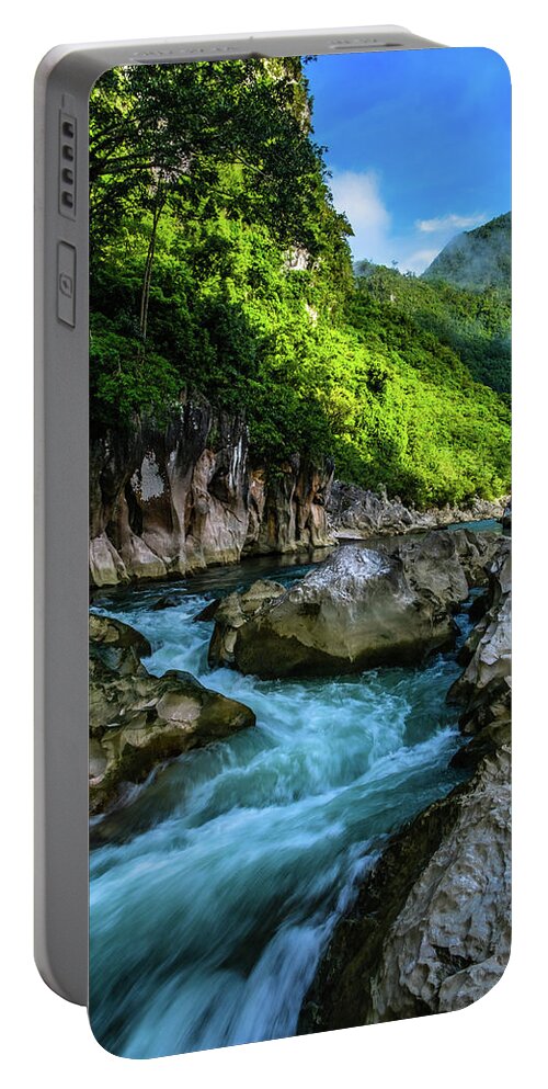 Rizal Portable Battery Charger featuring the photograph Tinipak River in Tanay by Arj Munoz