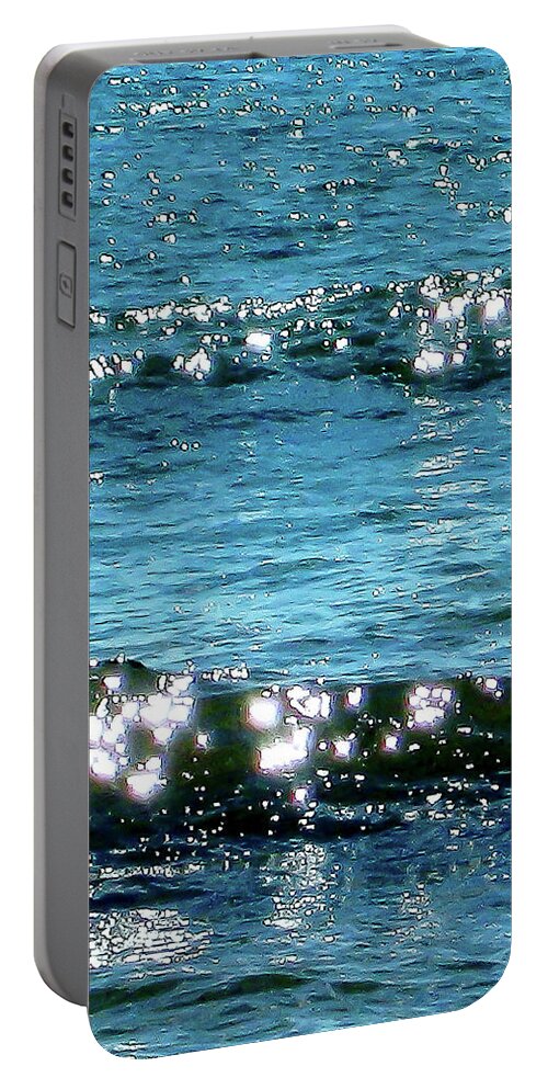  Portable Battery Charger featuring the digital art Tinsel Blues 2 by Cindy Greenstein