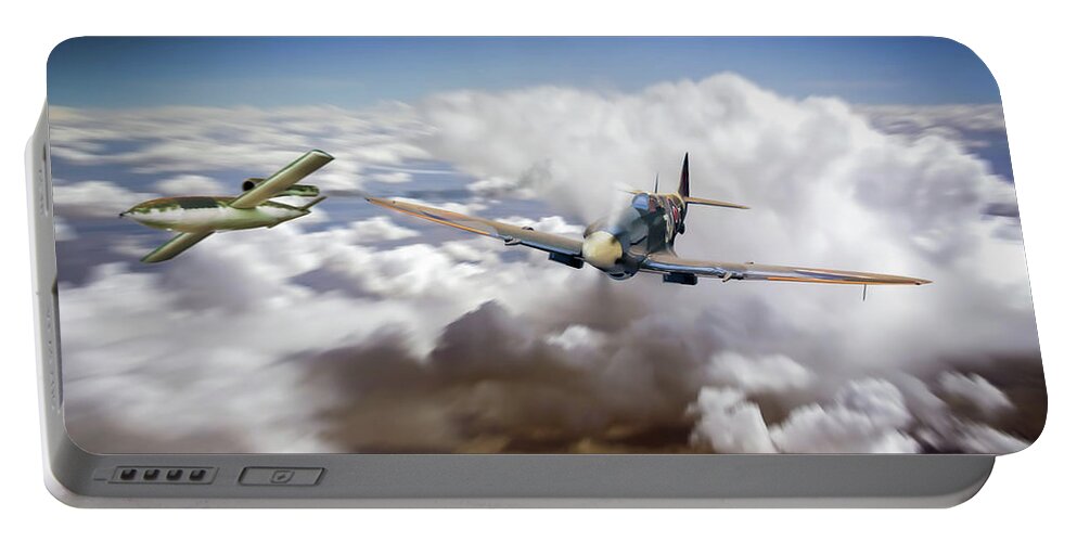 Supermarine Spitfire Portable Battery Charger featuring the digital art Tipping the V1 by Airpower Art