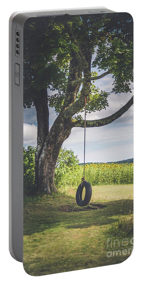 Swing Portable Battery Charger featuring the photograph Tire Swing by Alana Ranney